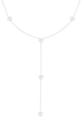 Ketting met lang stuk en kleine hartjes zilver