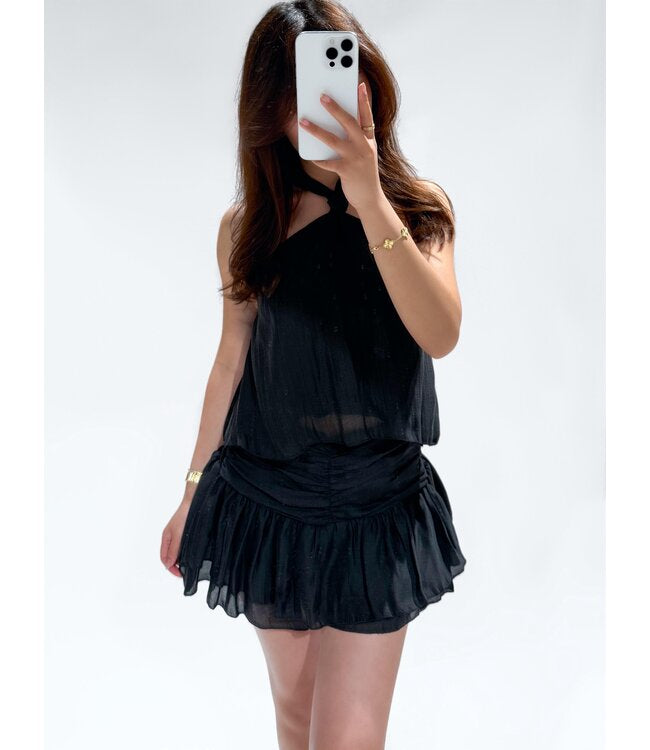 Mouwloze zwarte top blouse