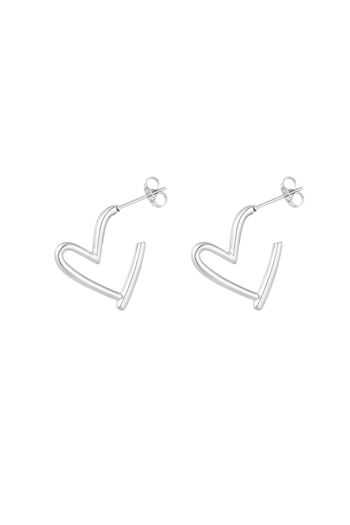 Zilverkleurige hartjes oorbellen oorhangers waterproof