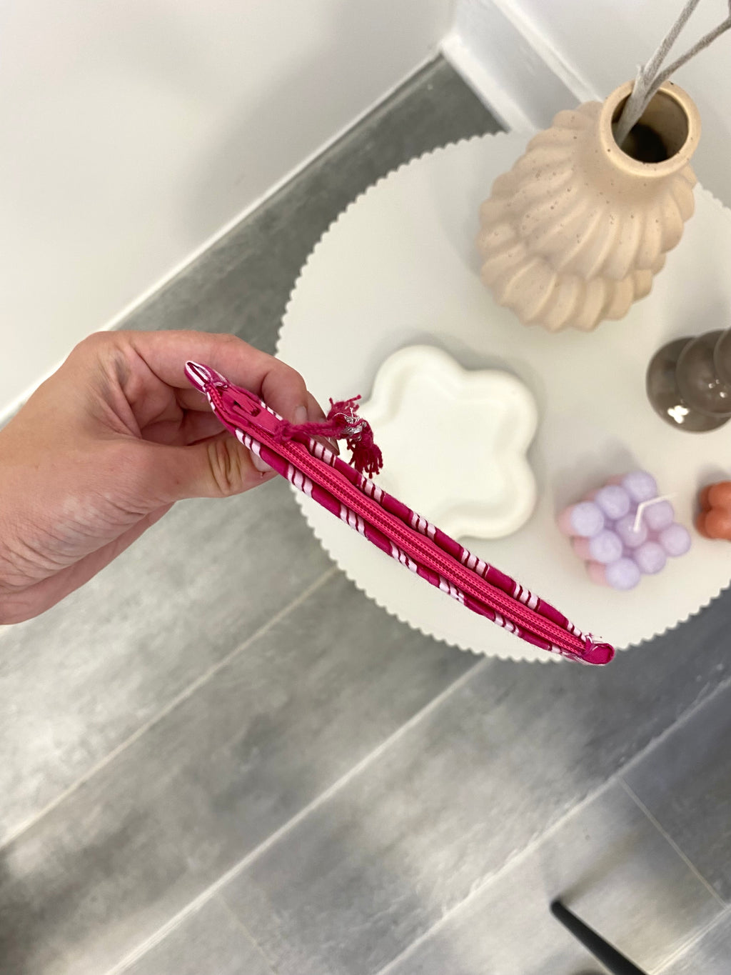 Portemonnee met roze print en ritssluiting