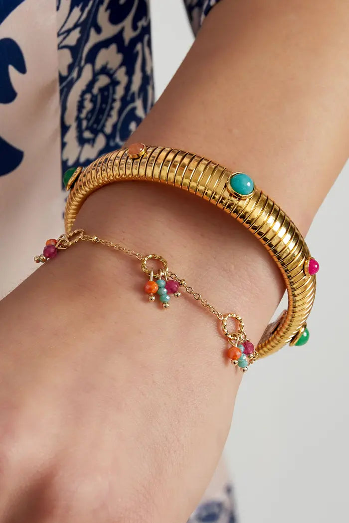 Minimalistische gekleurde armband in goud
