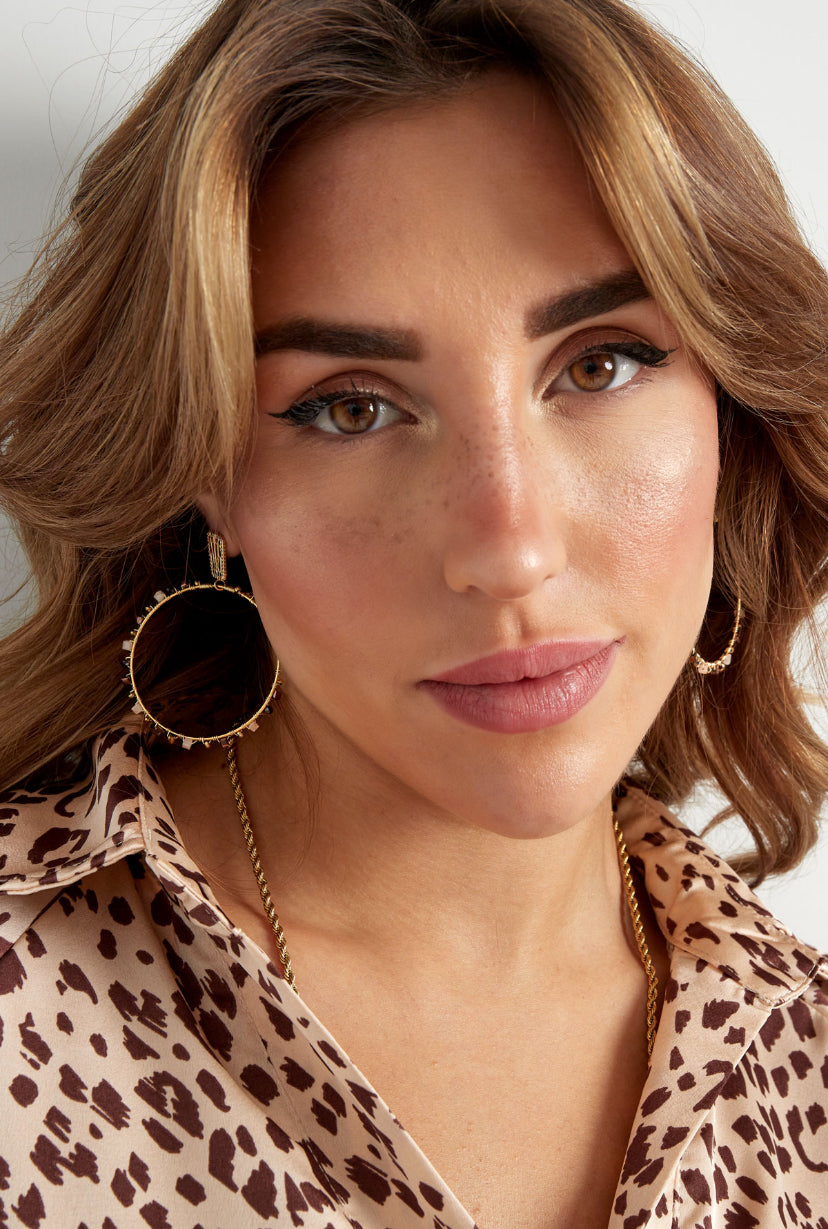 Statement stud hangers gekleurd goud