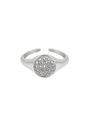 Opvallende zilver ring met cirkel en glitters