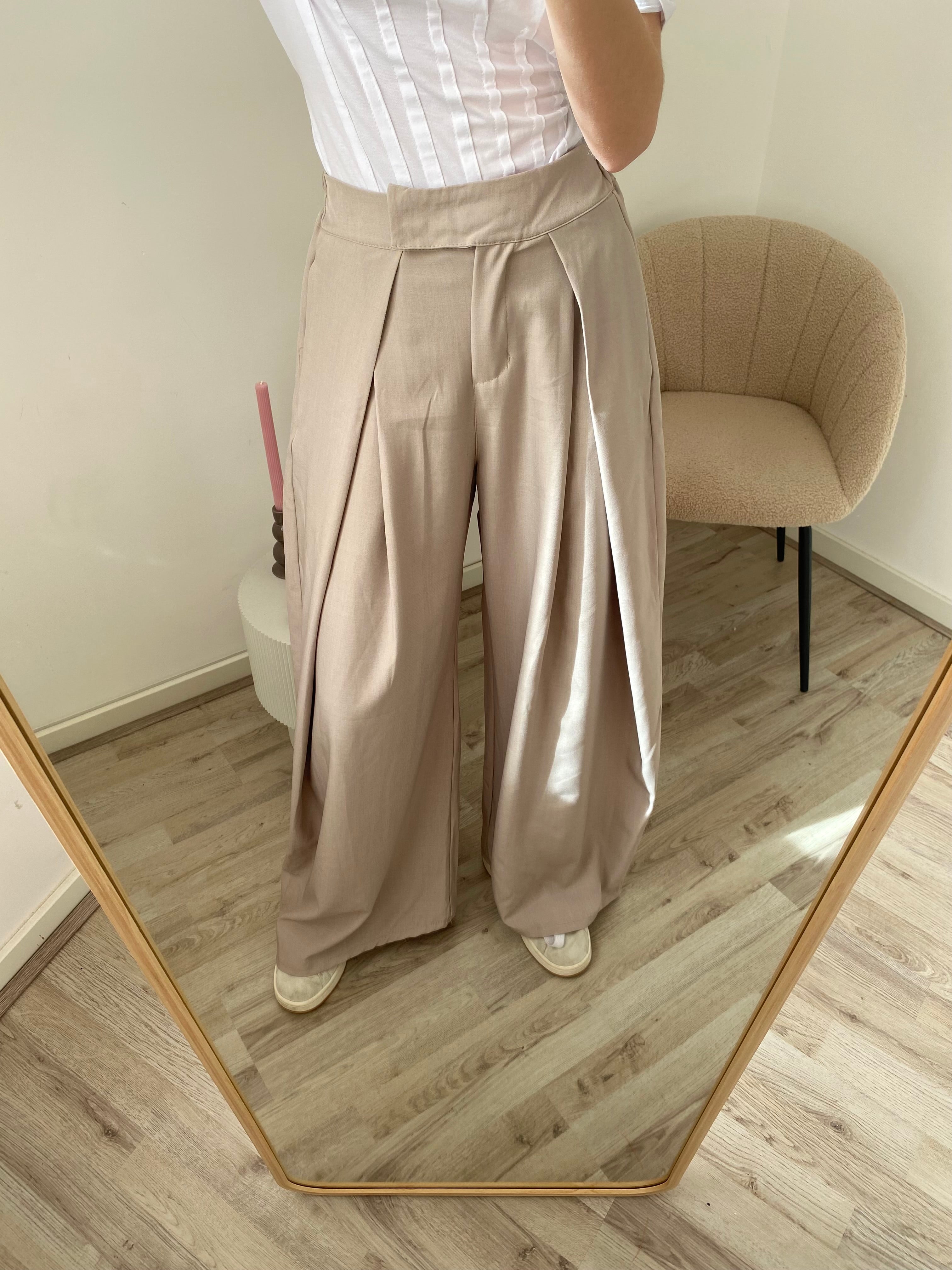 Pantalon broek met oversized fit voor de lange meiden in het beige