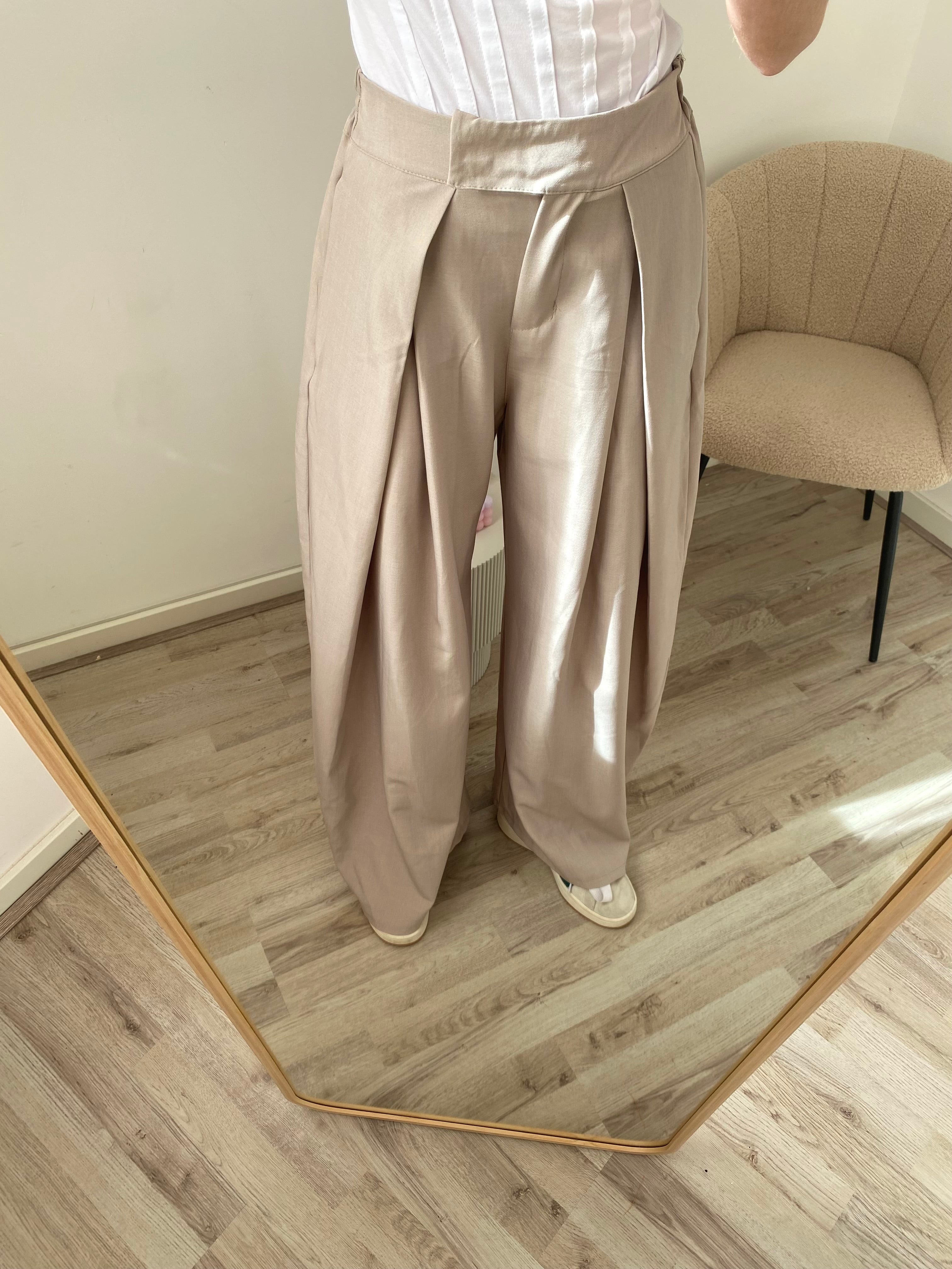 Pantalon broek met oversized fit voor de lange meiden in het beige