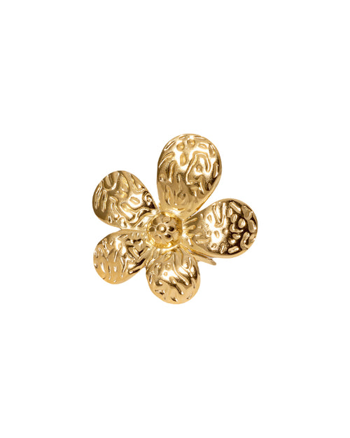 Ring met opvallende statement bloem in het goud