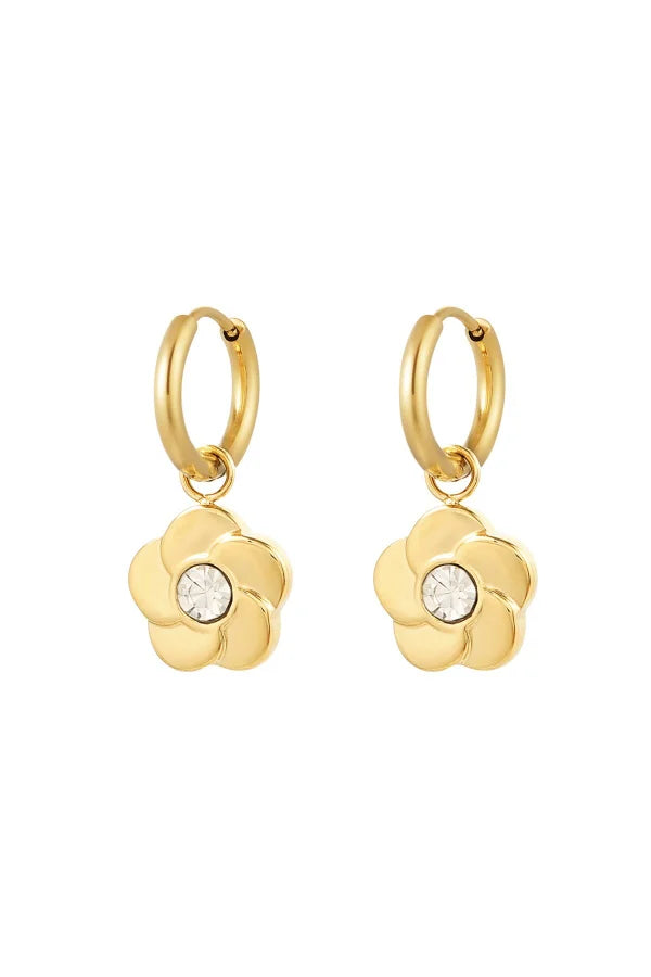 Oorbellen met bloemen bedels goudkleurig