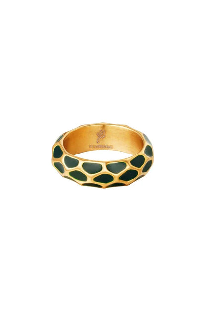 Statement ring in het goud met groene details