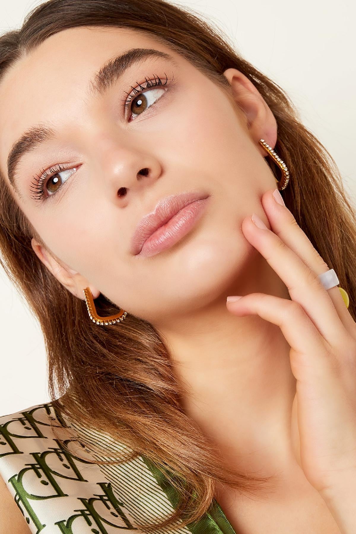 Statement oorbellen glitter goud