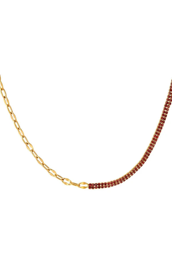 Schakelketting met glitters in het goud met rood