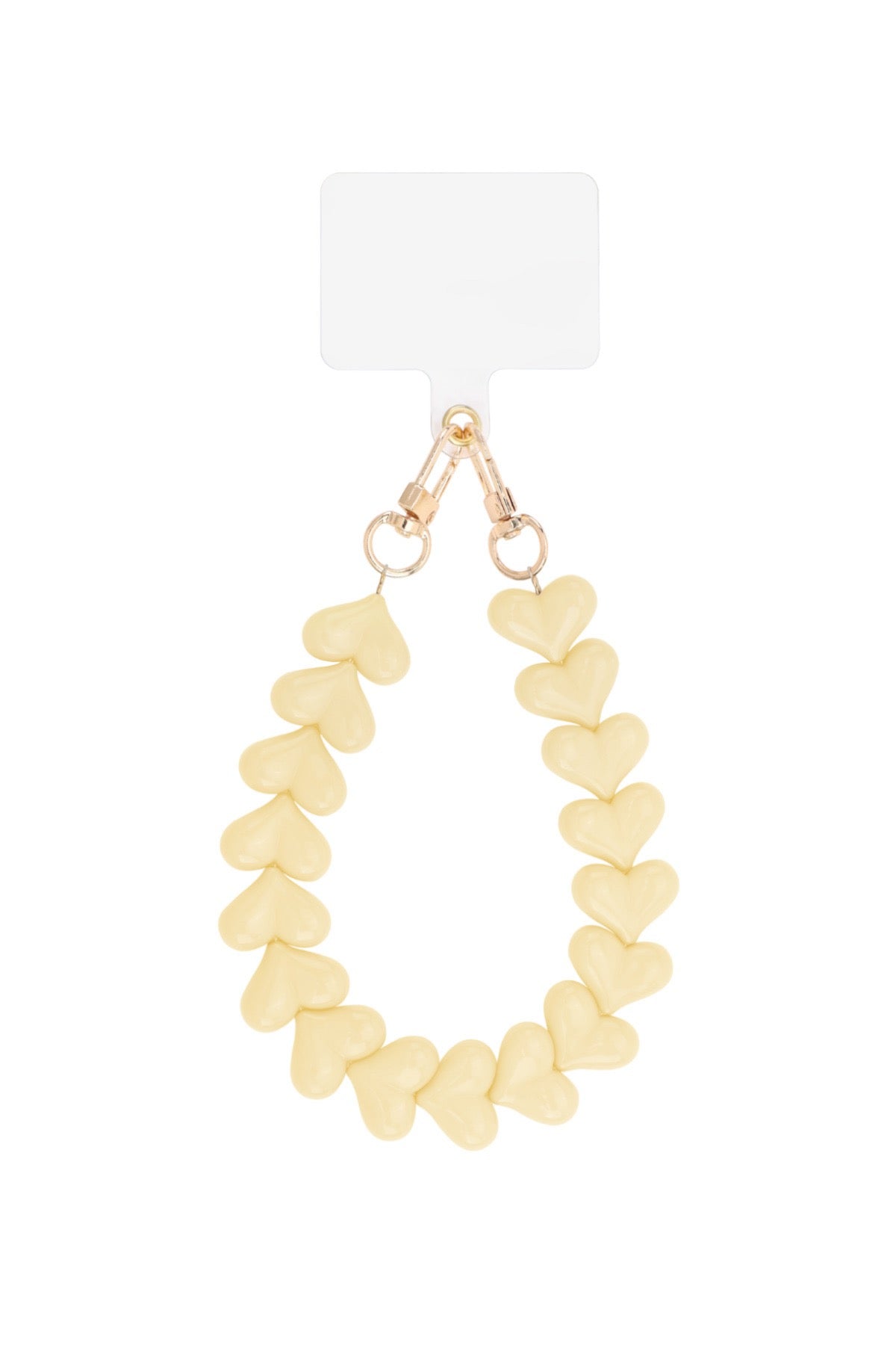 Telefoonkoord met hartjes in butter yellow beige