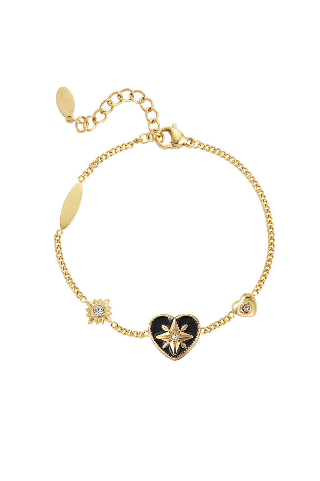 Hartjes armband goud zwart waterproof