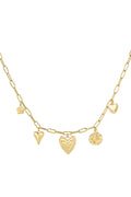 Bedelketting met hartjes en bloemetjes bedels goud