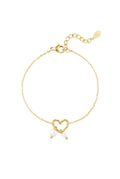 Subtiele armband met hart en parels goudkleurig waterproof