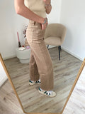 Wide leg jeans in het taupe met veel stretch