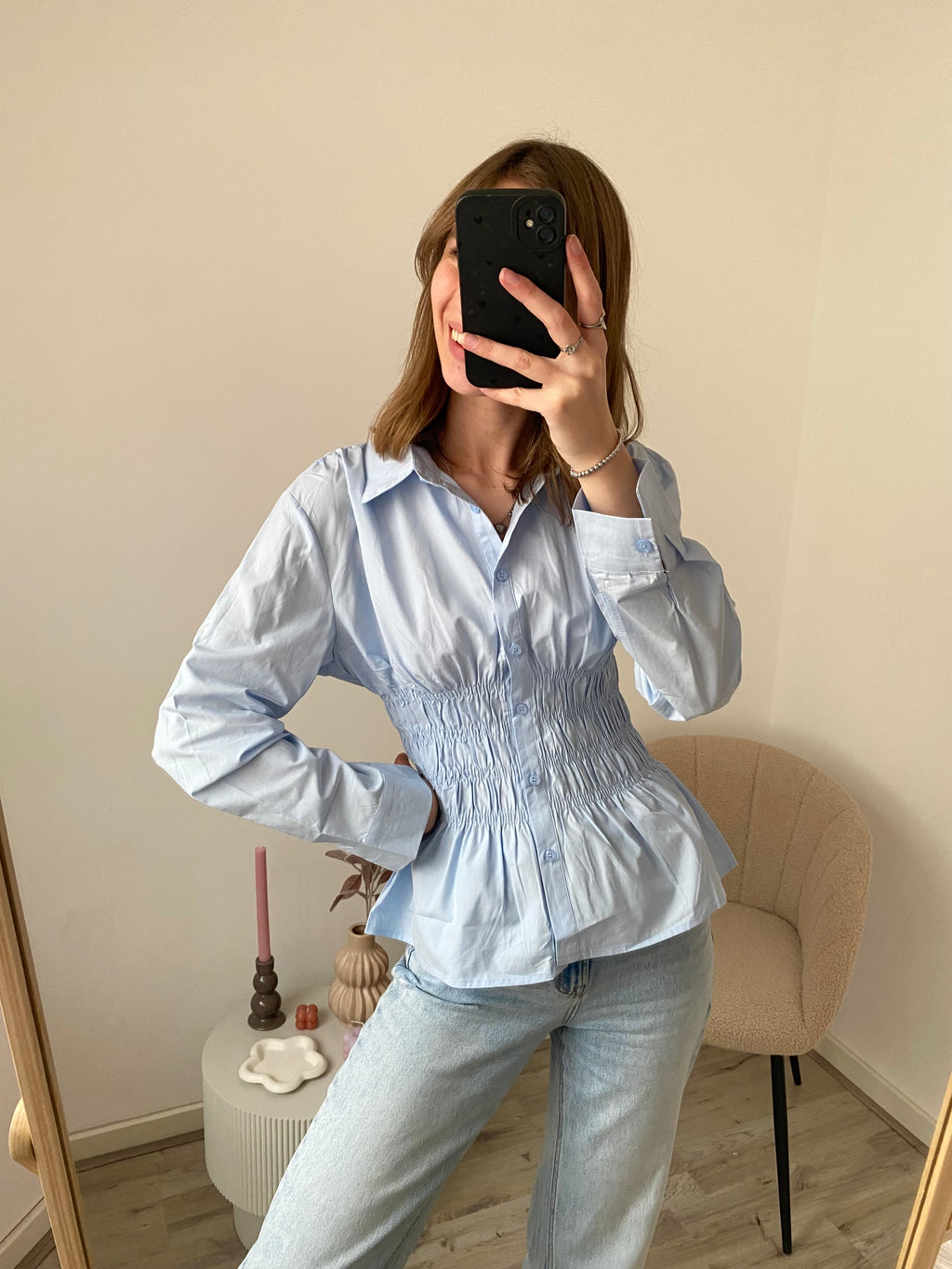 Blouse met strakke elastische band bij de taille