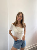 Kanten top off shoulder in het wit
