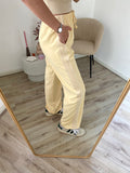 Broek met streep aan de zijkant in butter yellow