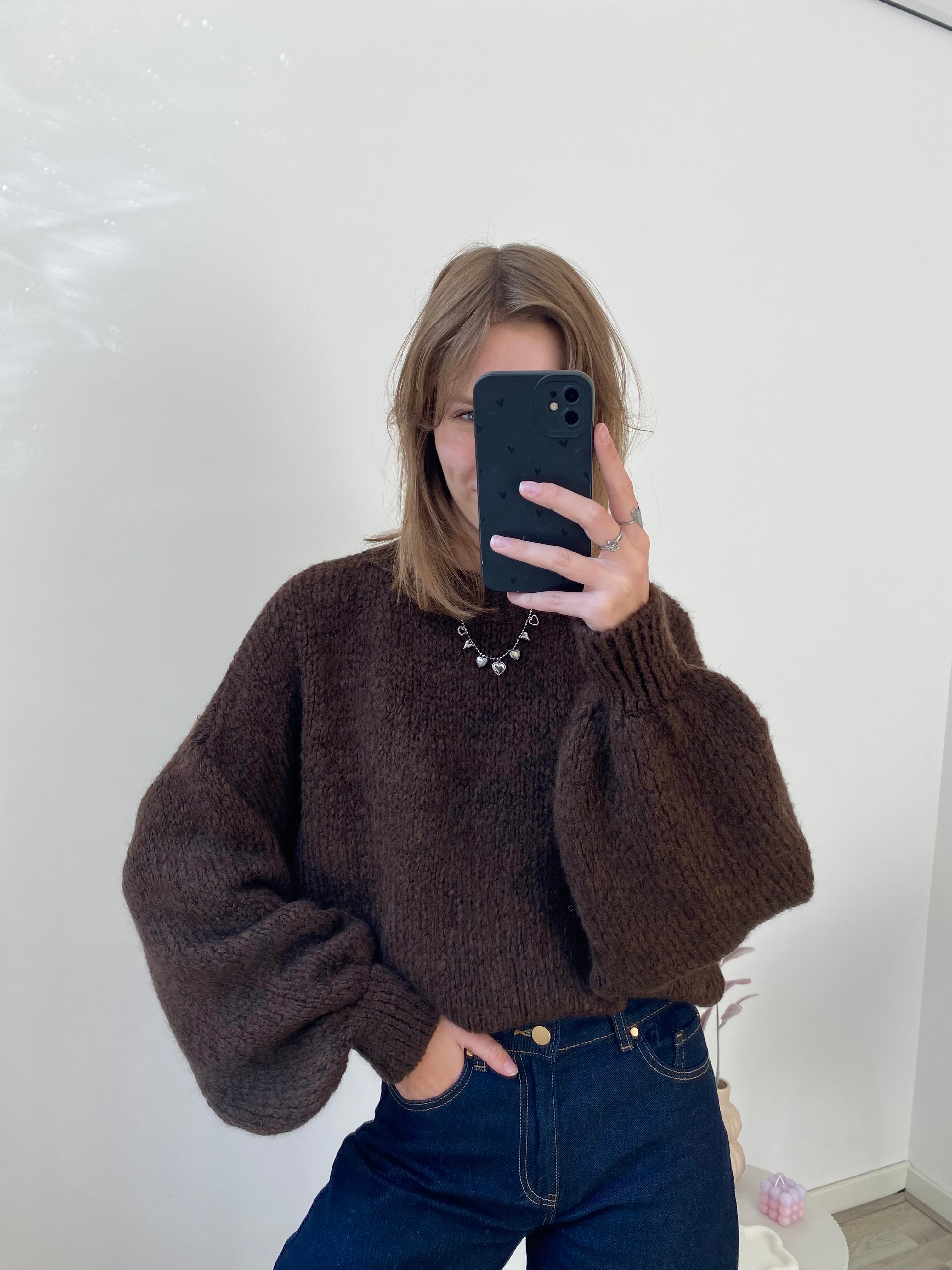 Comfy sweater trui met oversized effect in bruine kleur