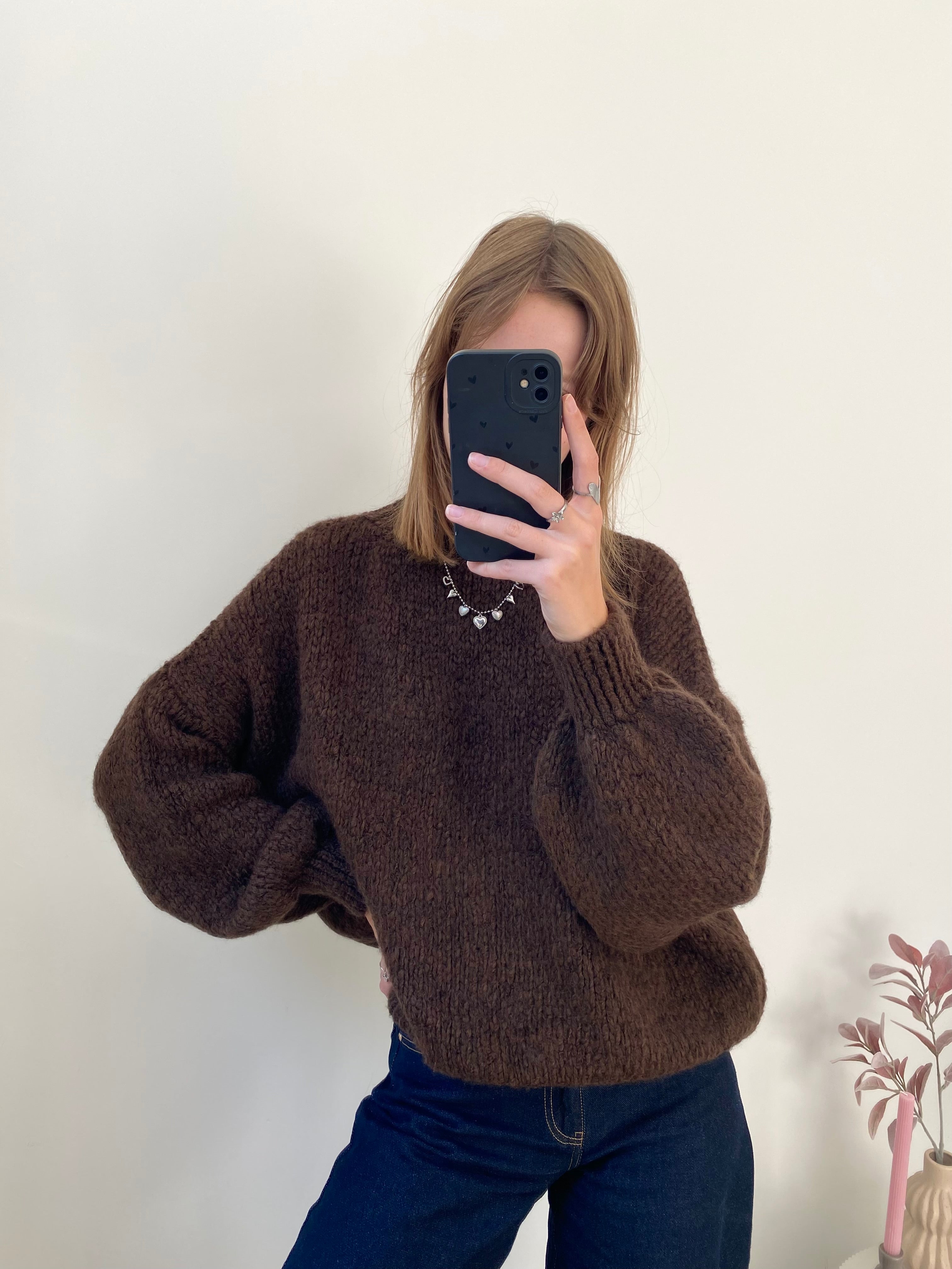 Comfy sweater trui met oversized effect in bruine kleur