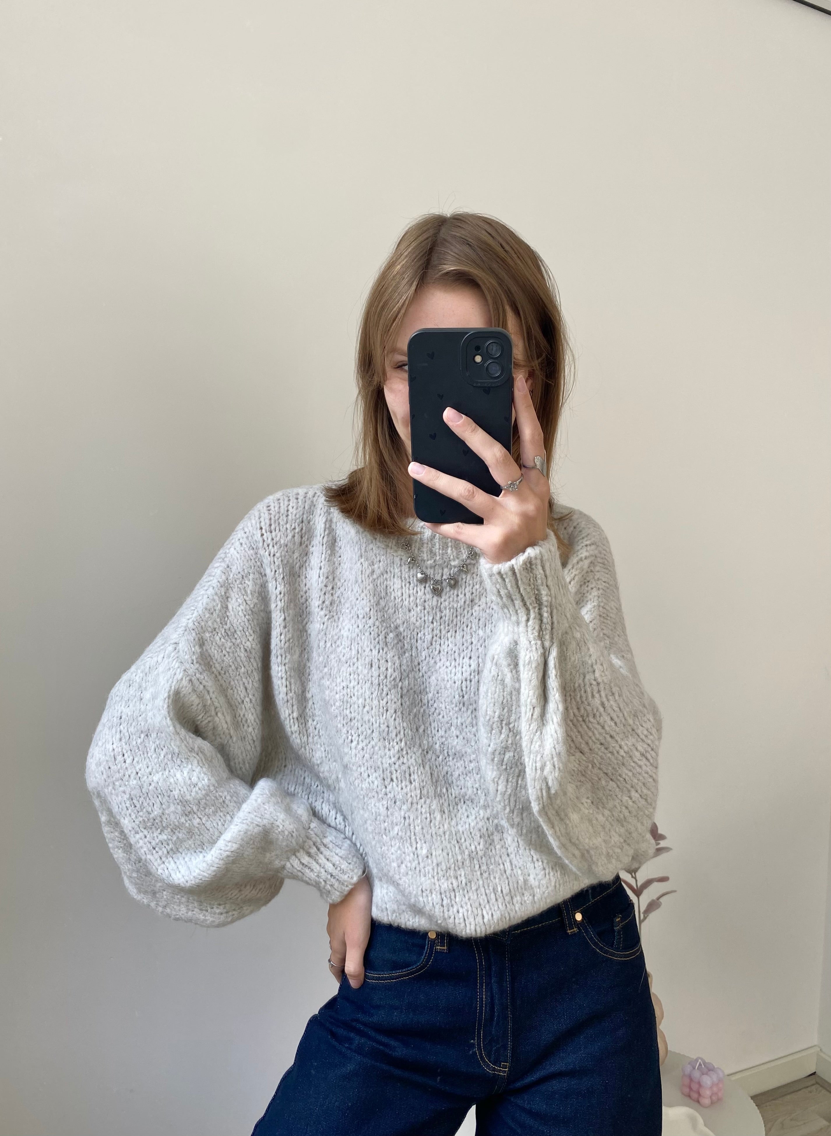 Comfy sweater trui met oversized effect in een lichtgrijze kleur