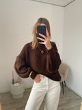 Oversized sweater knit in bruine kleur