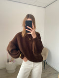 Oversized sweater knit in bruine kleur