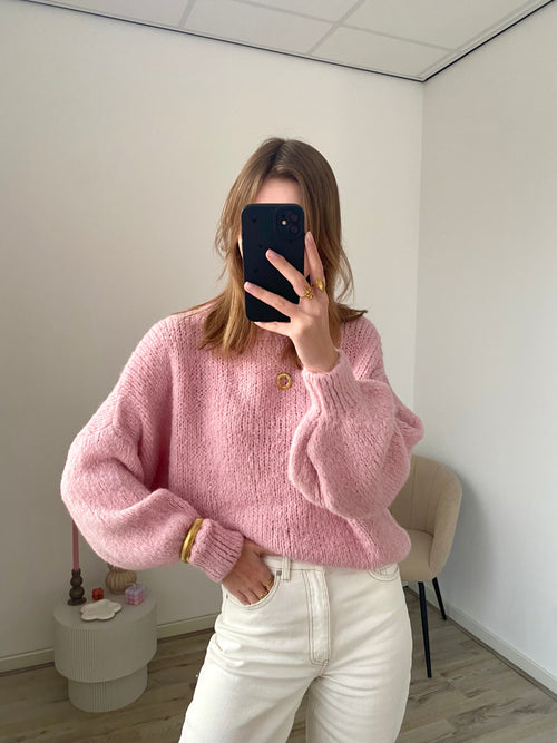 Oversized sweater trui in roze kleur