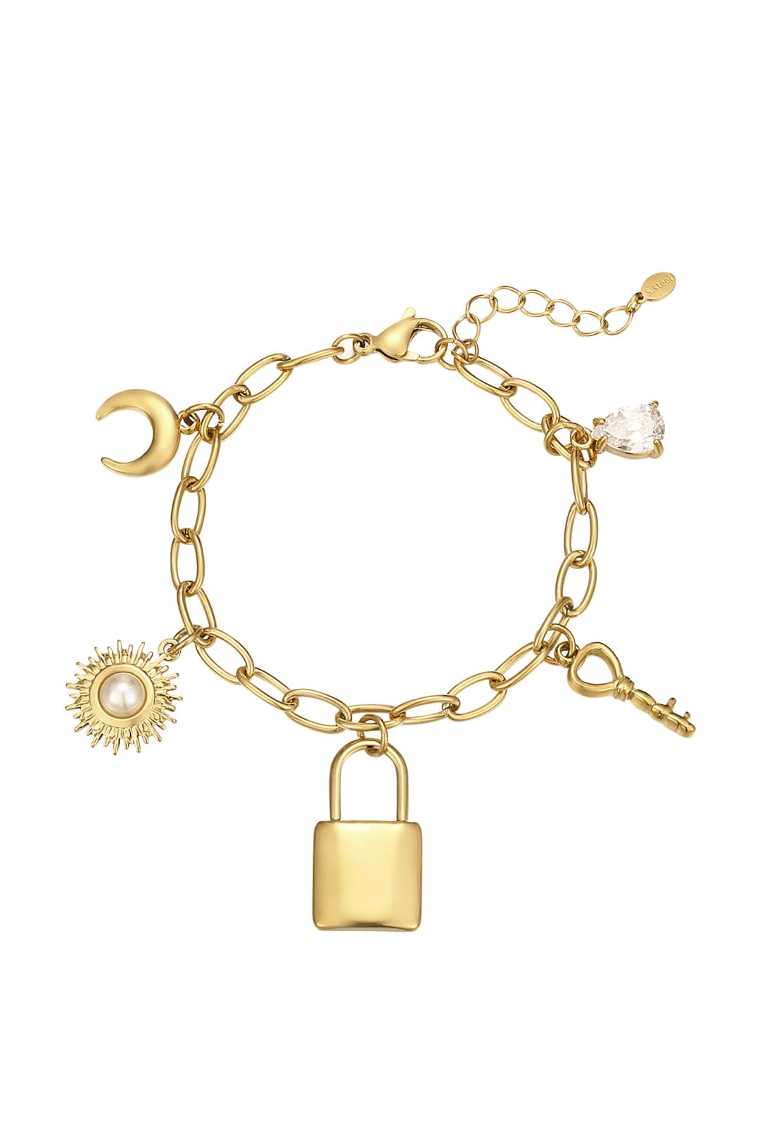 Schakelarmbanden statement goud met verschillende hangers waterproof