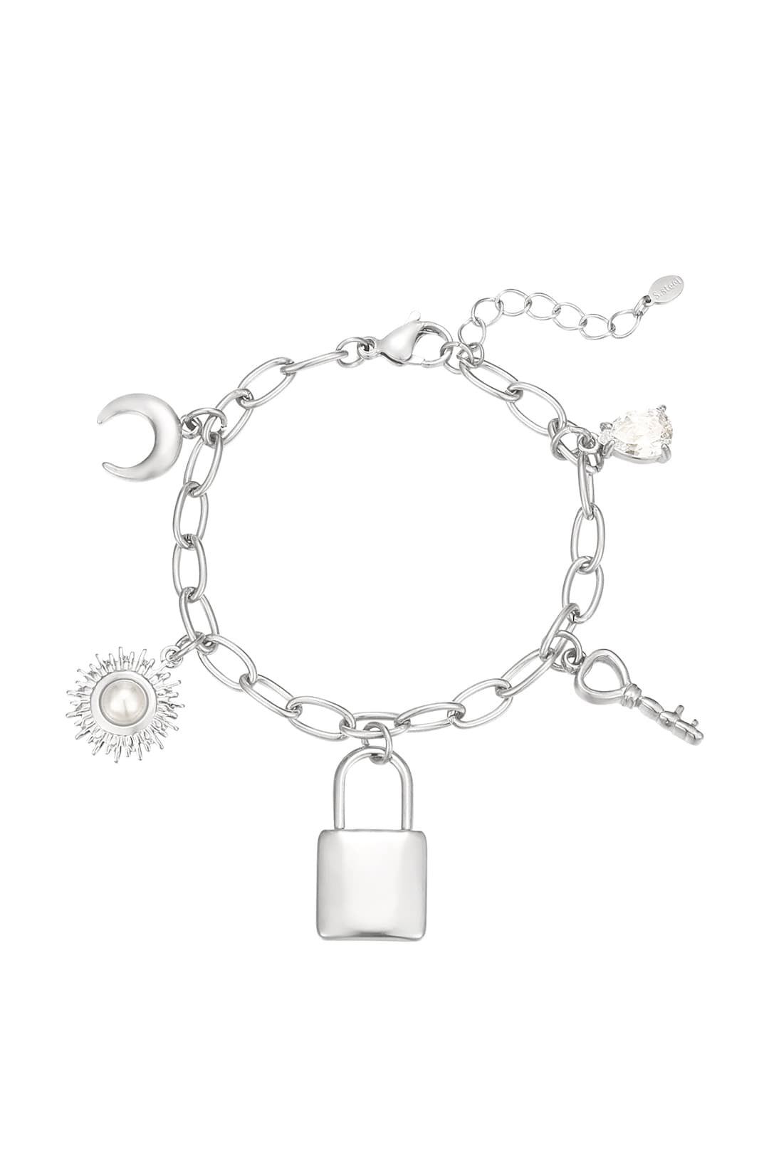 Schakelketting met bedels in zilver waterproof