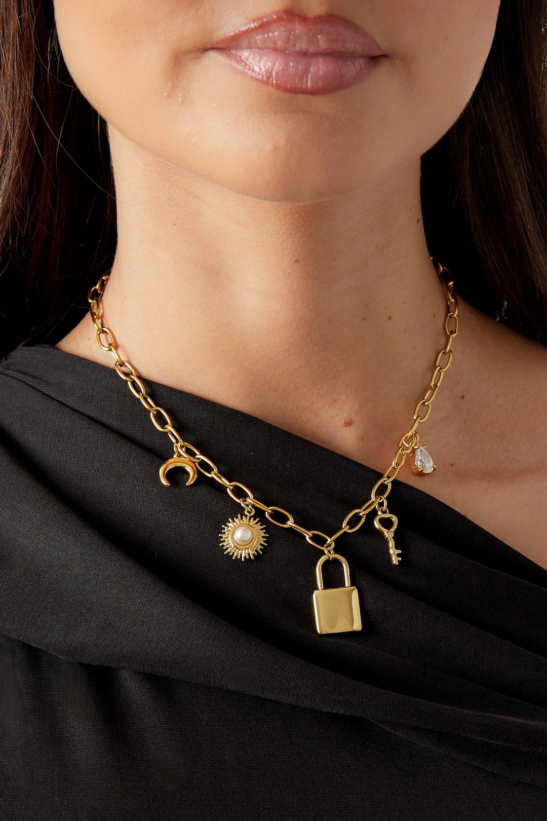 Schakelketting goud verschillende bedels waterproof