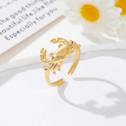 Ring met krab in het goud