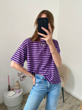 Shirt met korte mouw en strepen in paars met lila