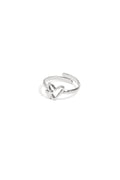 Ring met twee hartjes in het zilver