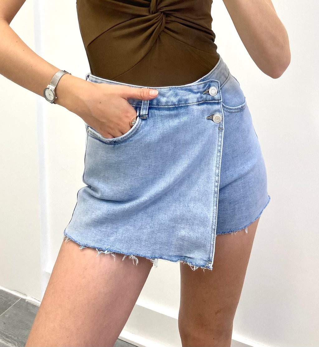 Denim spijker broekrokje in het blauw