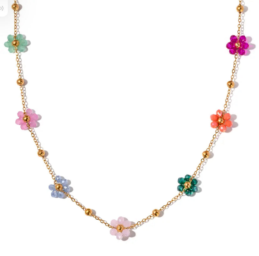 Minimalistische ketting bloemetjes gekleurd goud waterproof