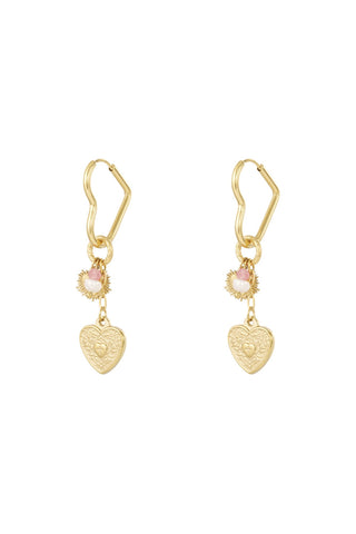 LOVELY PINK HEART OORBELLEN