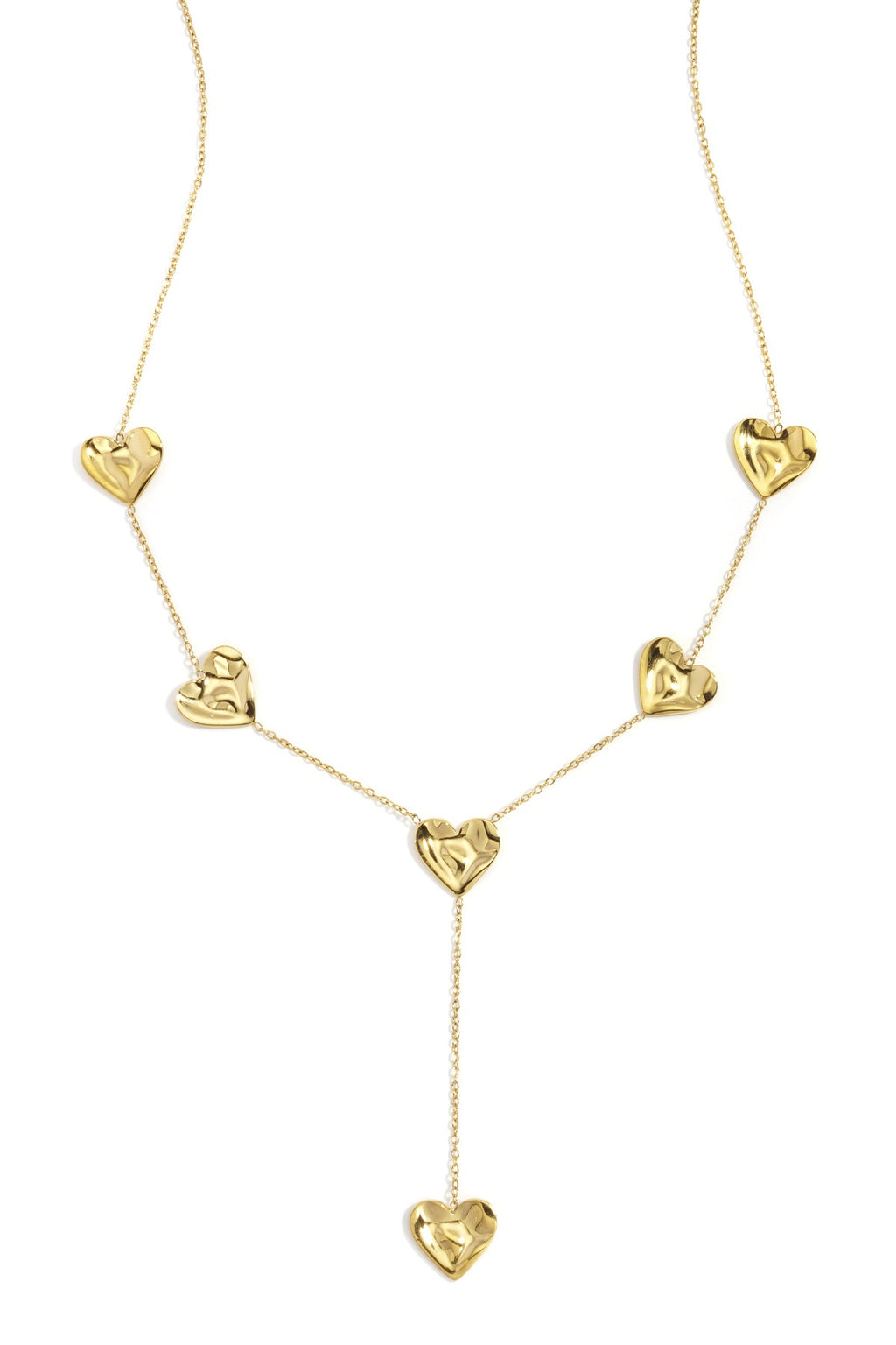 Statement lange ketting met hartjes in het goud