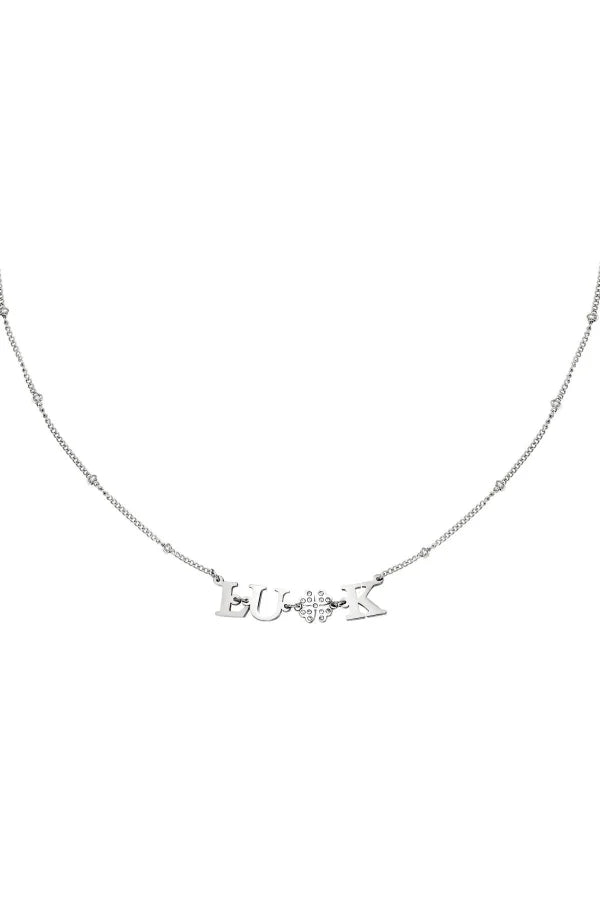 Ketting zilver met tekst luck stainless steel