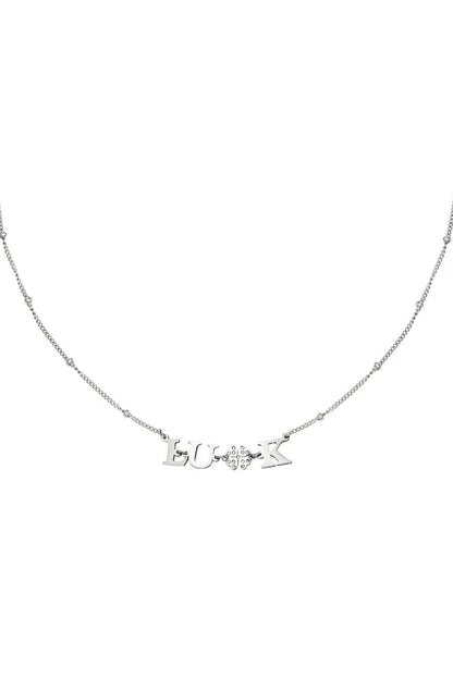 Ketting zilver met tekst luck stainless steel