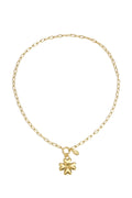Ketting met fijne schakel en klaver hanger in het goud