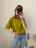 Shirt met korte mouw in het groen met cropped effect