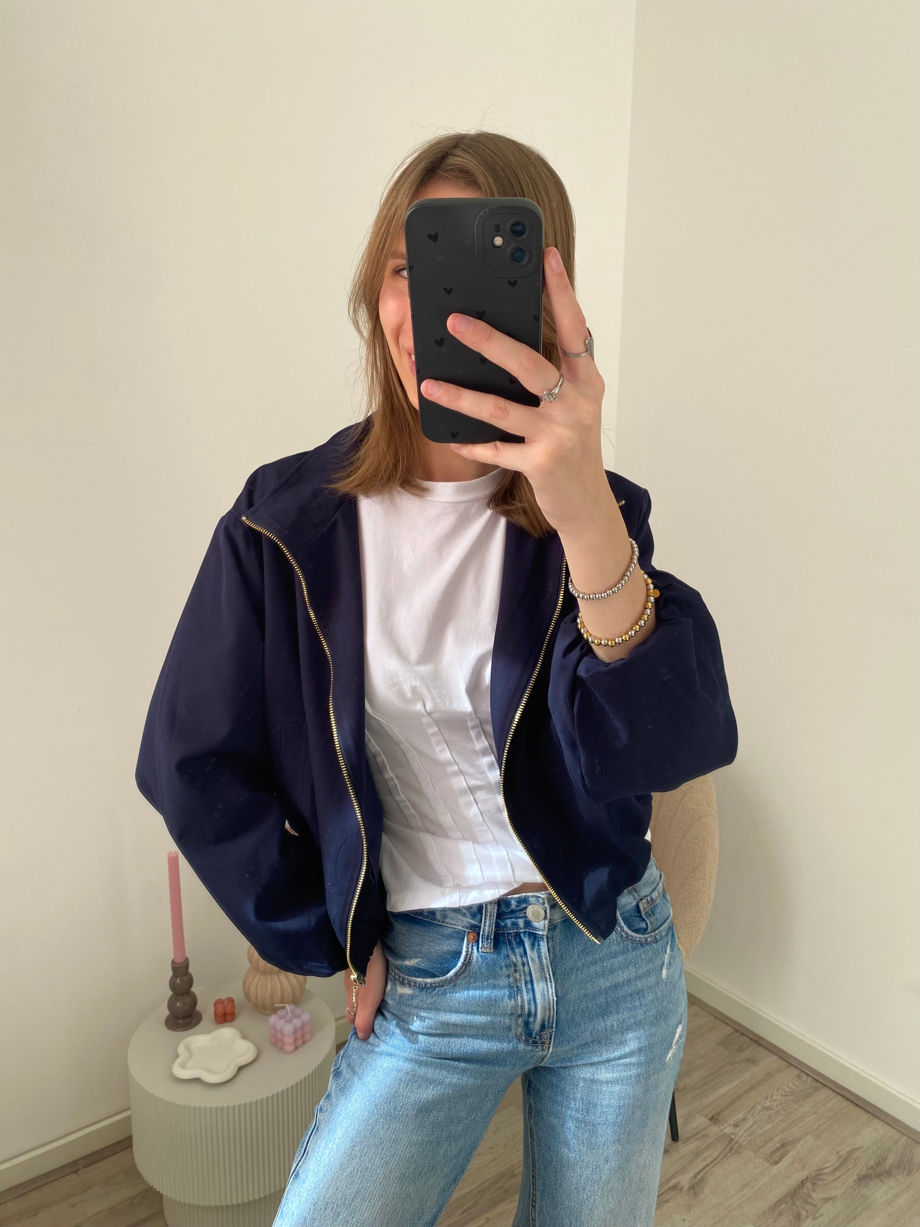 Bomber jas in oversized model in navy kleur
