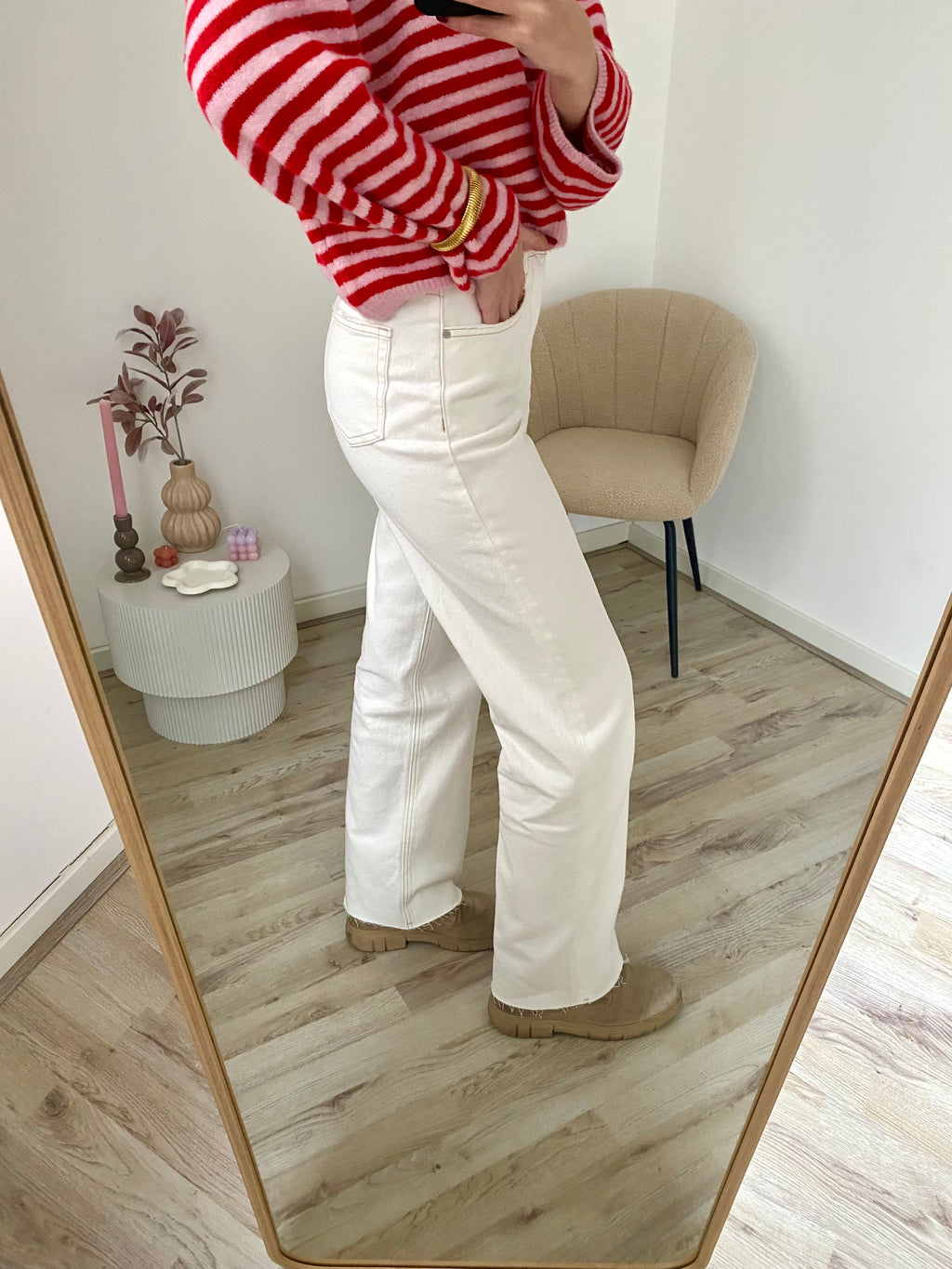 Lange tall broek in Wide leg model in het wit