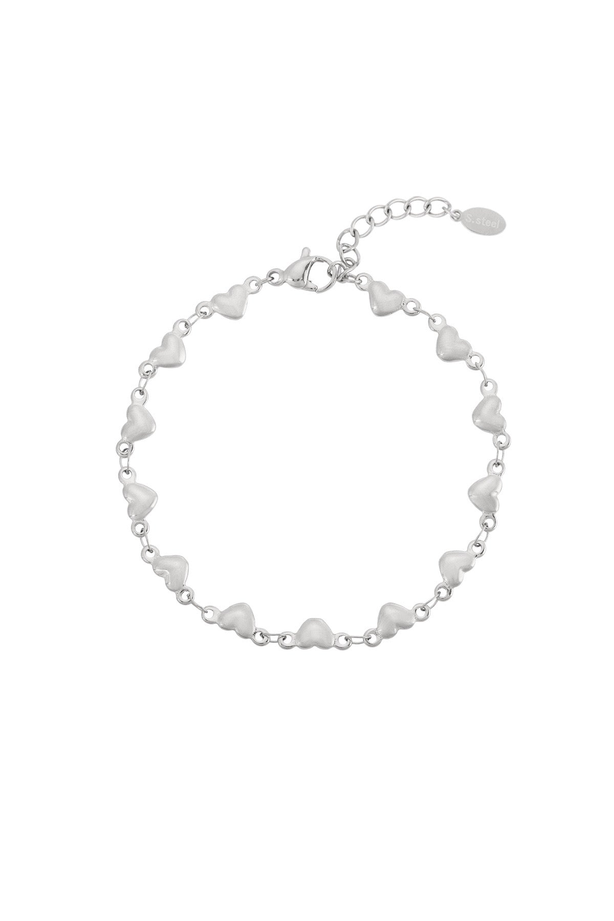 Minimalistische hartjes armband zilver