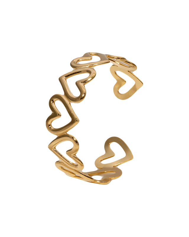 Bangle armband met hartjes in het goud