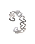 Bangle armband met hartjes in het zilver
