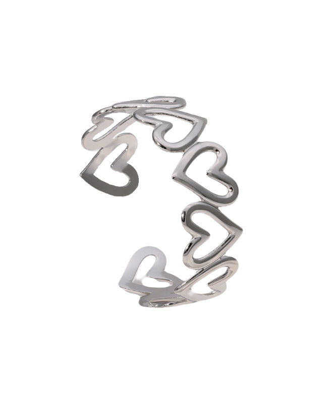 Bangle armband met hartjes in het zilver