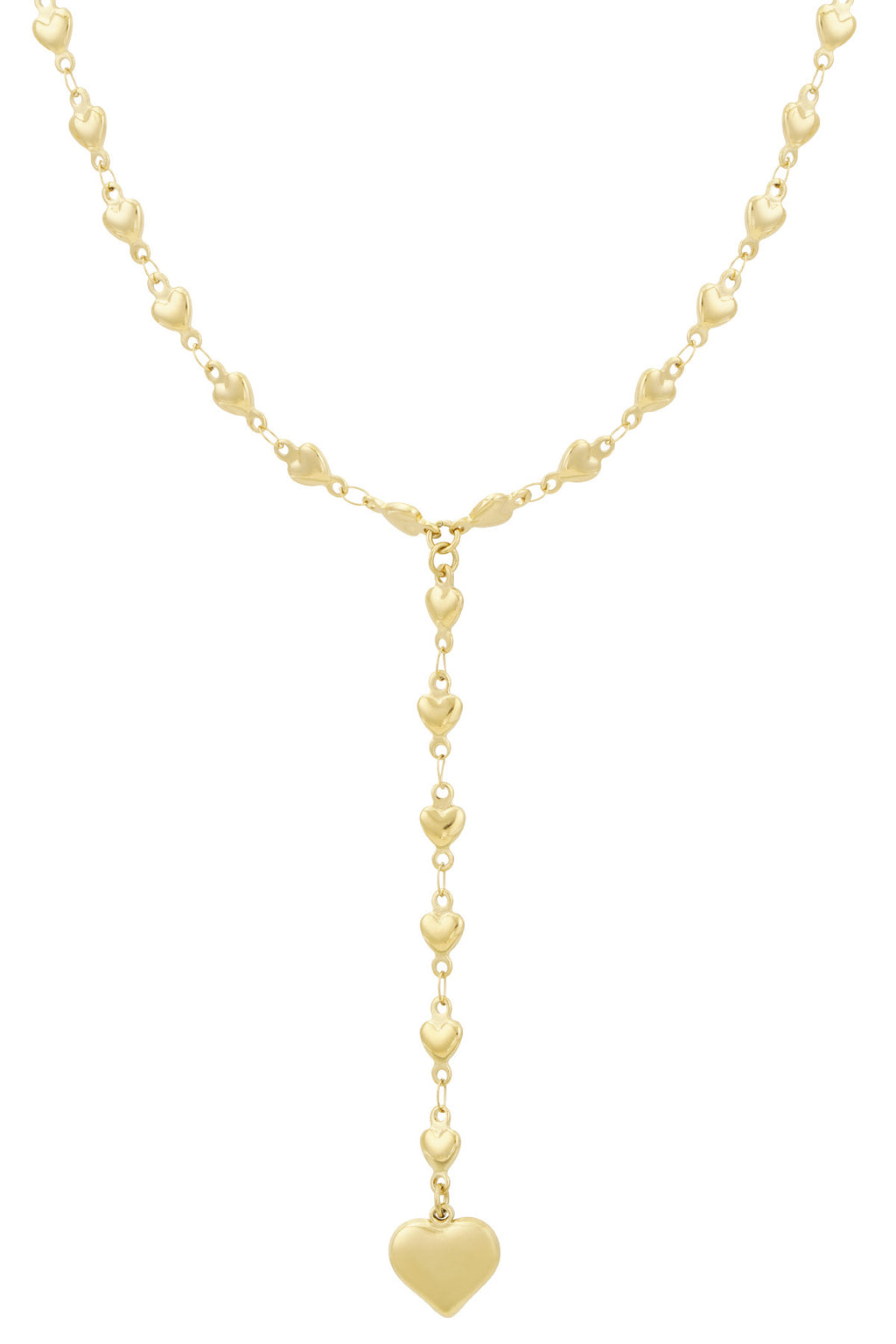 Lange hartjes ketting in het goud