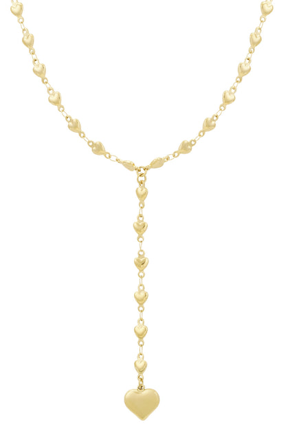 Lange hartjes ketting in het goud